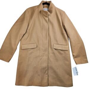 Nine West Faux-Wool Full-Zip Front Knee Length Coat Camel Women's XL NWT